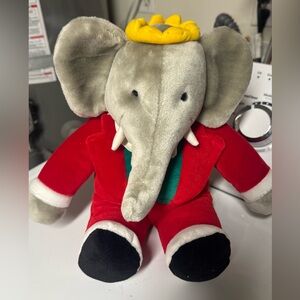 Plush Elephant Toy with Red Outfit